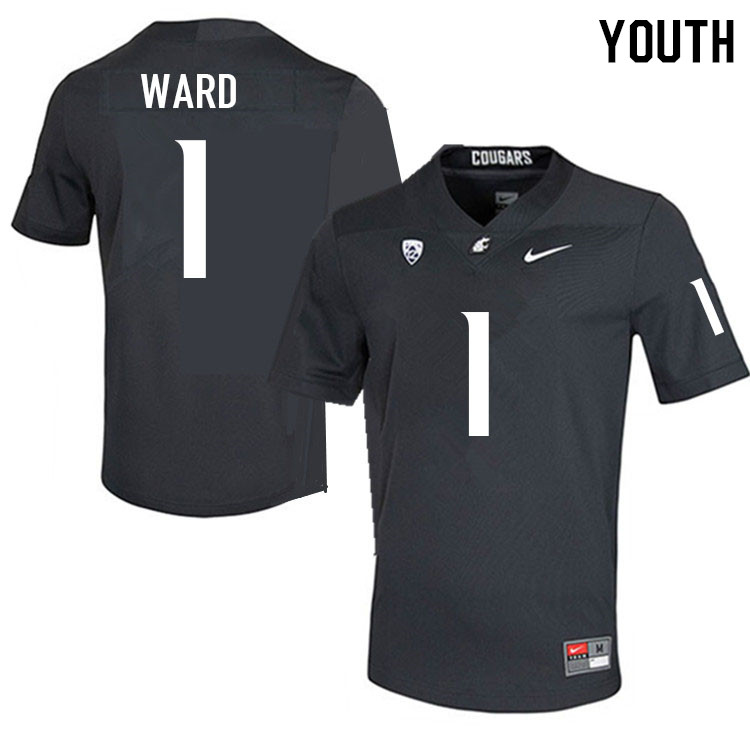 Youth #1 Cameron Ward Washington State Cougars College Football Jerseys Sale-Charcoal
